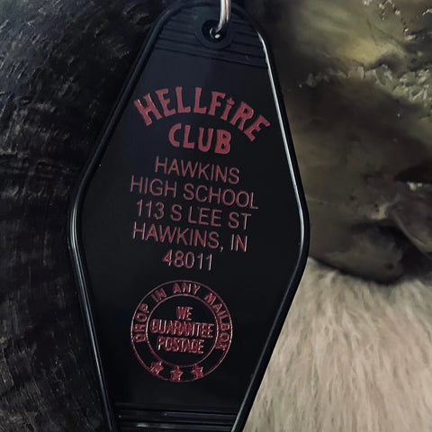 The 3 Sisters Design Co. Motel Key Fob - Hell Fire Club (Stranger Things)