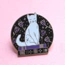 Glitter Punk Book Cat Enamel Pin