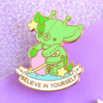 Bright Bat Believe In Yourself Alien Dog Enamel Pin