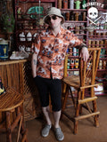 Vintage 1980's Palm Tree & Boat Brown Shirt