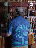 Vintage 1960's Blue Geometric Palm Tree Shirt