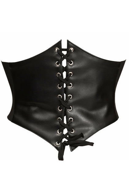 Daisy Corset Lavish Black Faux Leather Corset Belt Cincher