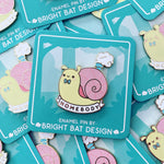 Bright Bat Homebody Snail Enamel Pin