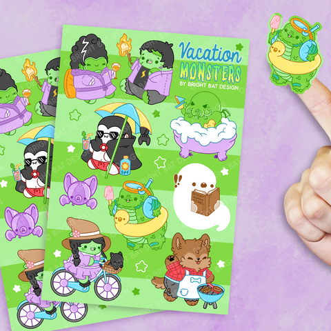 Bright Bat Vacation Monsters Sticker Sheets (2 Pack)