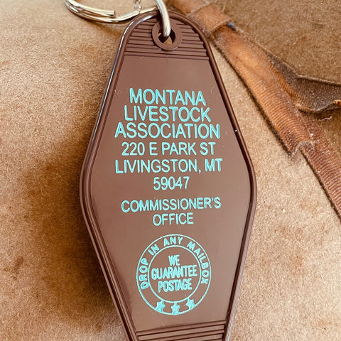 The 3 Sisters Design Co. Motel Key Fob -  Montana Livestock Association (Yellowstone)