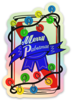Blue Ribbon Lounge Merry Pabstmas Holographic Sticker